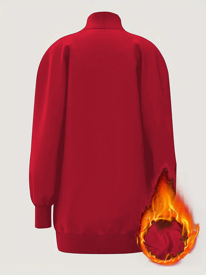 Women's Winter Warm High-Neck Sweater Sweater Dress with New Year 2026 Print - Loose Fit Long Sleeve Pullover, Machine Washable Cozy Fall & Winter Casual Outfits