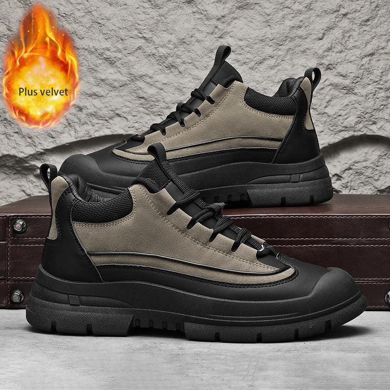 Men's Winter Casual Soft-Soled Lace-Up Shoes, Korean Style