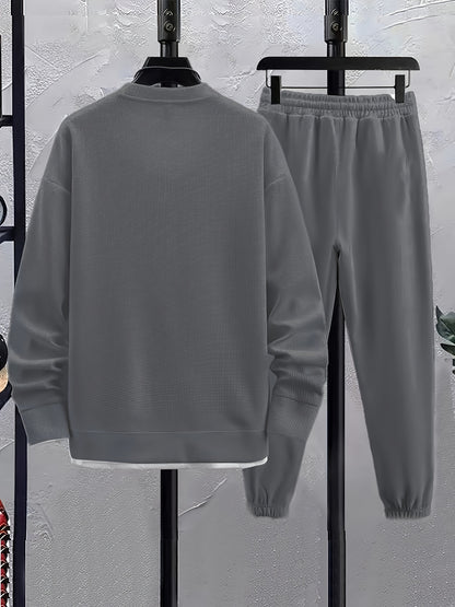 Men'S Casual Long Sleeve Print Suit Set