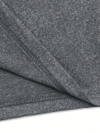 Men's Lightweight Summer Casual T-Shirt - Short Sleeve, Crew Neck, Two-Tone Color Block Design (Light Gray  Dark Gray), Machine Washable, Perfect for Casual Attire, Smooth Texture Fabric