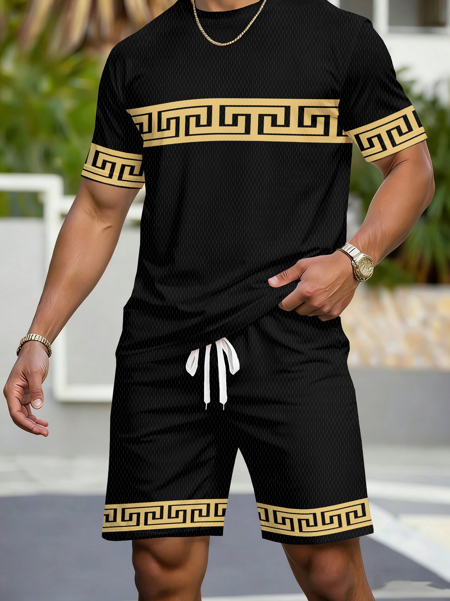 Men's Summer Casual Sports Set - Breathable T-Shirt & Shorts