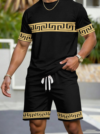 Men's Summer Casual Sports Set - Breathable T-Shirt & Shorts