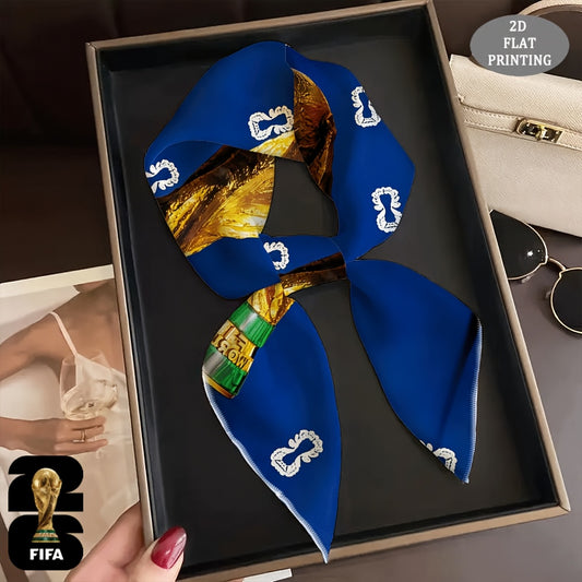 2026 FIFA World Cup Square Scarf with Mascot Print, Casual Polyester W - ayq