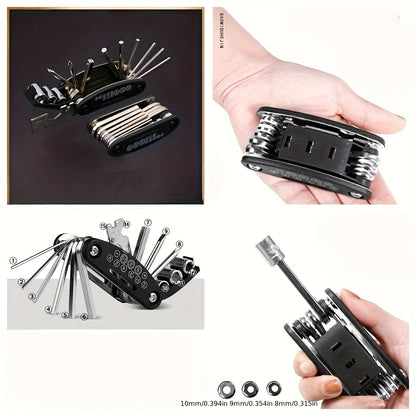 A 16-in-1 Socket Wrench Set with Non-slip Grip and Rotating Design - Durable, Easy to Use, and a Universal Wrench Tool Suitable for Home and Automotive Repairs. Includes a Storage Case, Made of Stainless Steel, an Essential f