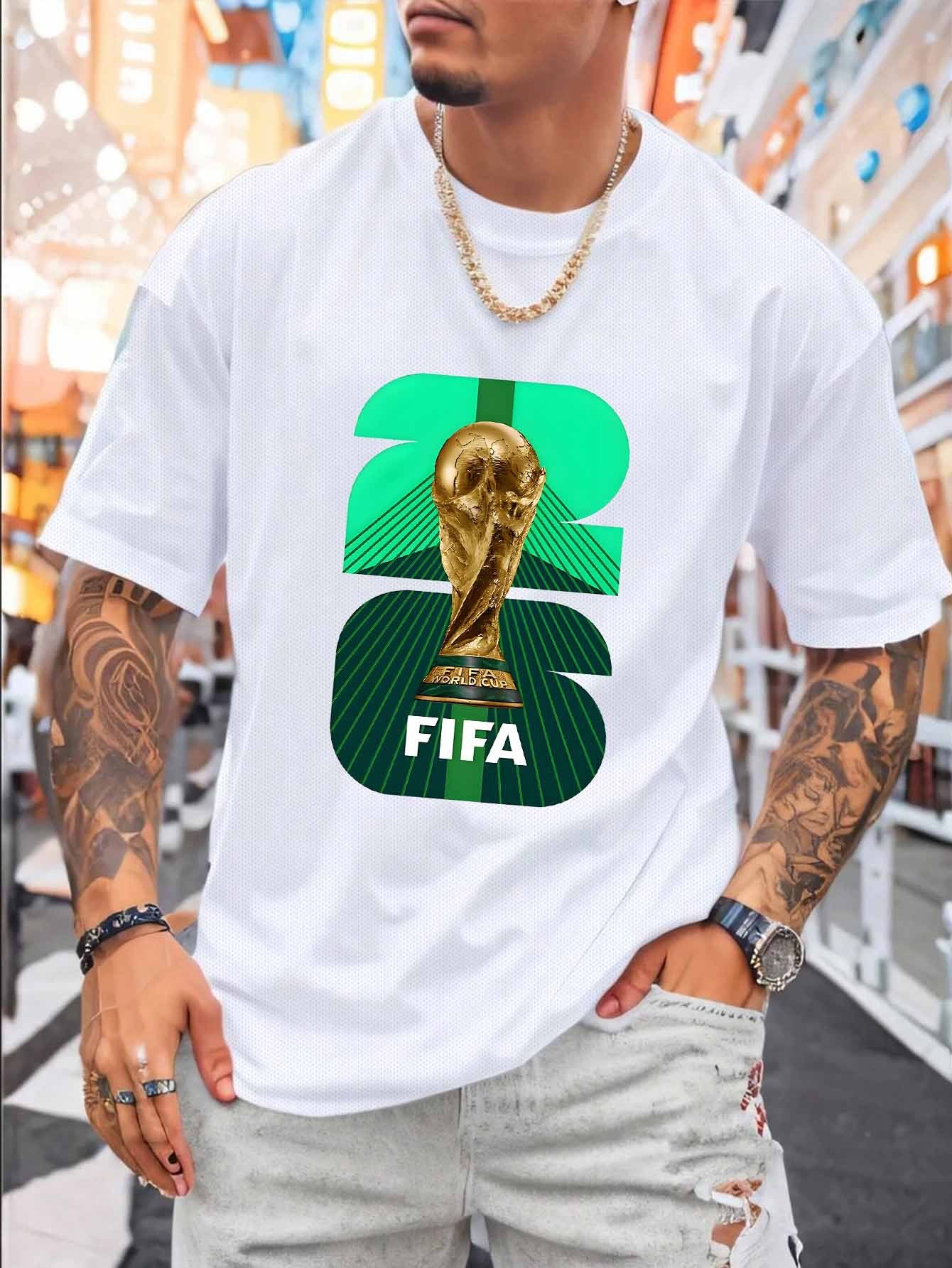 Men's FIFA 2026 Trophy Graphic Mesh T-Shirt - Breathable Summer Tee