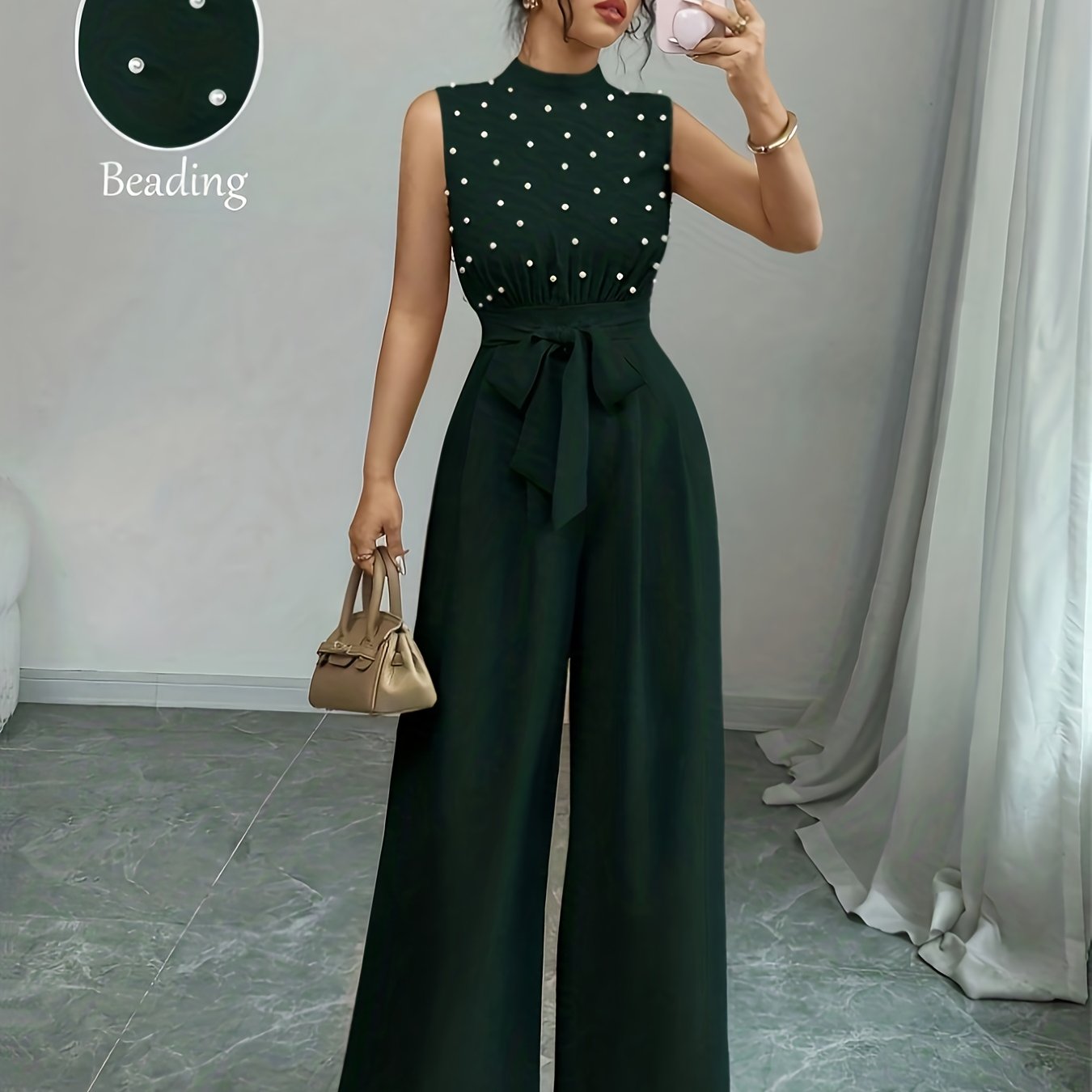 Sleeveless High-Neck Wide-Leg Jumpsuit