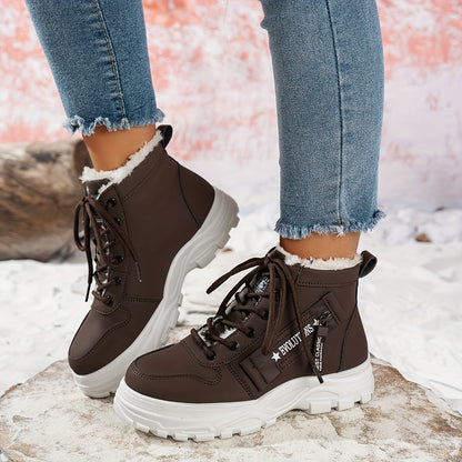 Women'S Winter Snow Boots - Warm Lined, Non-Slip, High-Top Outdoor Casual Shoes with Ribbed Cushioning, Black, Perfect for Cold Weather Activities, Winter Footwear | Stylish Winter Boots | Durable Footwear