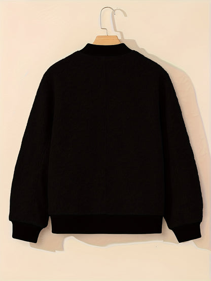 Women'S Elegant Casual Baseball Collar Jacket - Long Sleeve Zip-Up Coat with Asymmetrical Hem, Non-Stretch Fabric, Regular Fit for Spring/Fall, Casual Outerwear, Spring Fall Clothing, Chic Layering Piece, Durable Construction