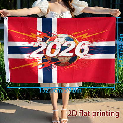 Norwegian 2026 Football Fan Banner - Single-Sided Polyester