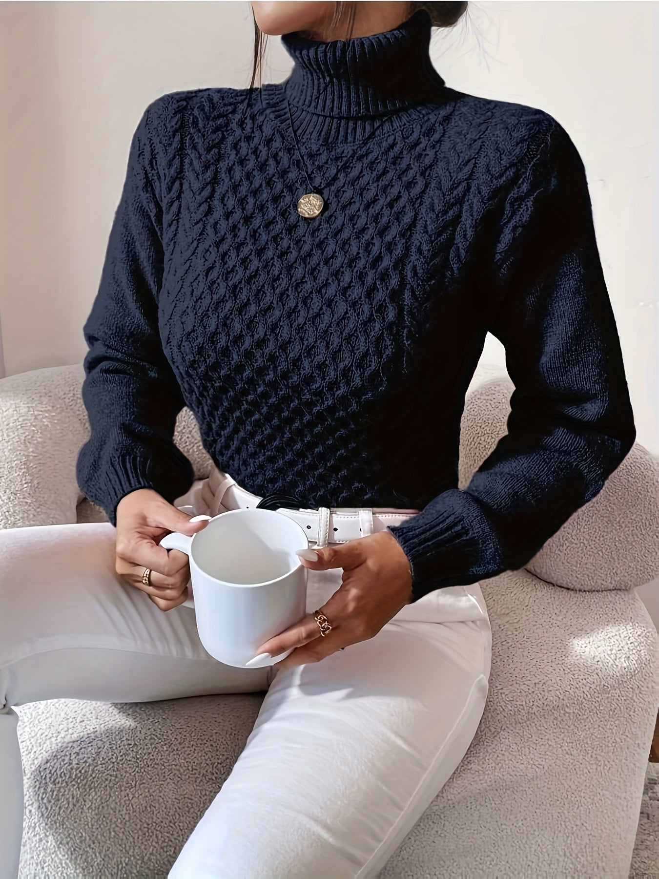 Women's High Neck Twisted Sweater