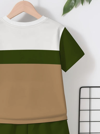 Boys' Casual Summer Short Set with Crown Letter K Print