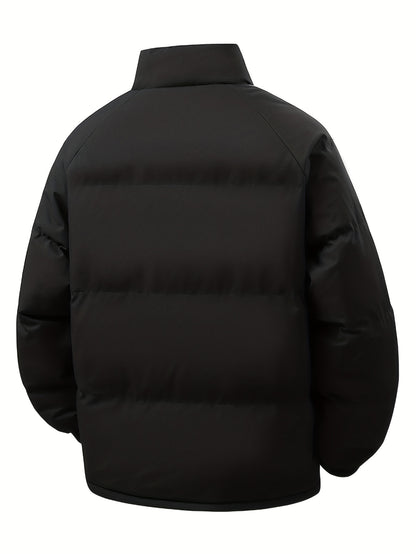 Men'S Heavy-Duty Thermal Jacket - Double-Sided Winter Coat with Full-Zip Closure, Soft Non-Stretch Fabric, Stand Collar - Cold Weather Outerwear for Office, Commuting, Thick, Outdoor - Easy-care Polyester Jacket, Winter Jacke