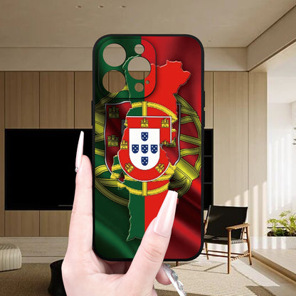 Minimalist Portuguese Flag TPU Phone Case for iPhone Models