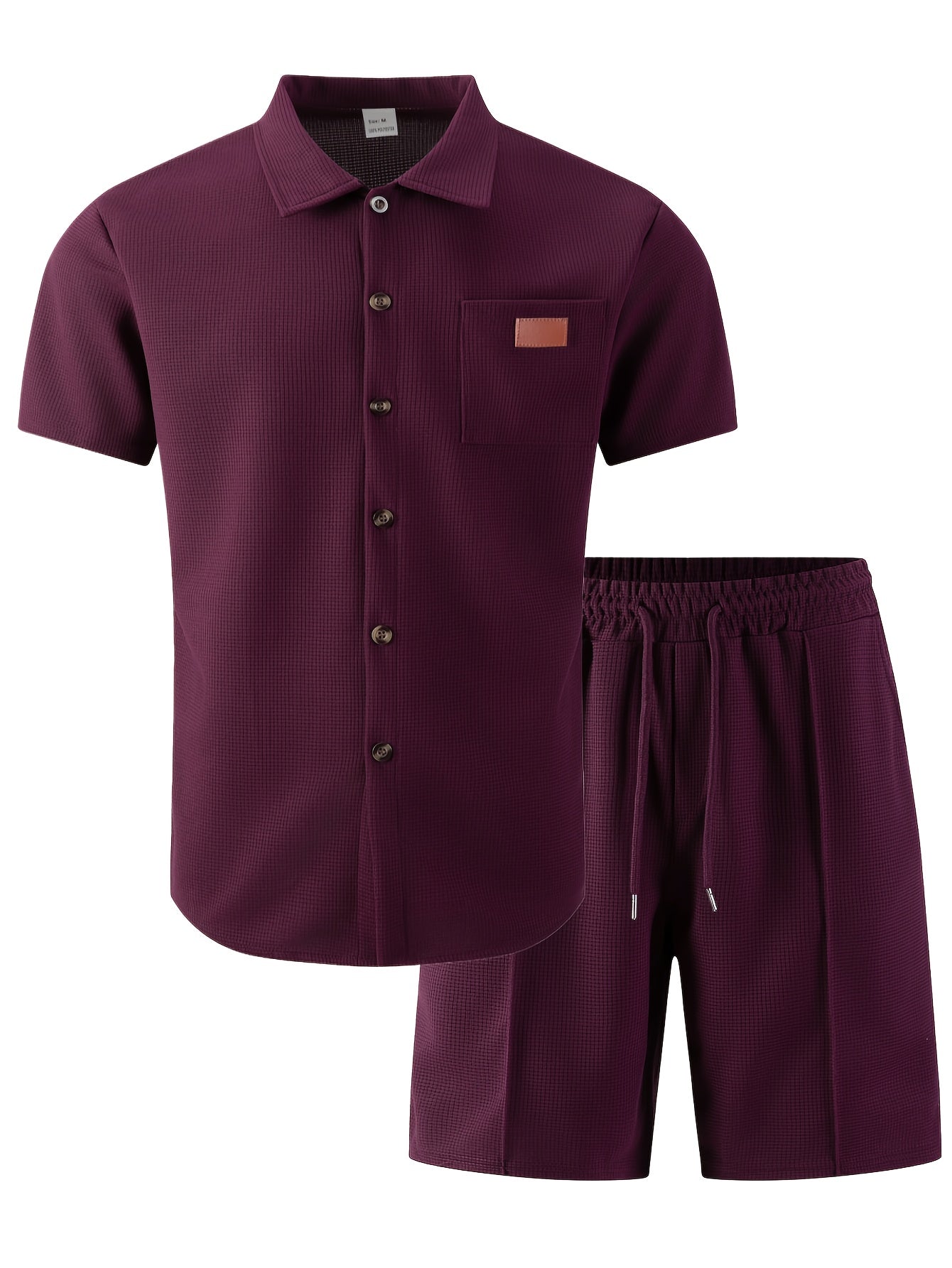 Men's Casual 3-Piece Set: Waffle Knit Shirt, Shorts & Pants