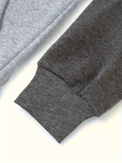 Men'S Stylish Color Block Hoodie - Casual Zip-Up Hooded Sweatshirt with Front Pockets, Long Sleeves, and Ribbed Cuffs - Maroon & Black Design, Comfortable for Fall and Winter Wear