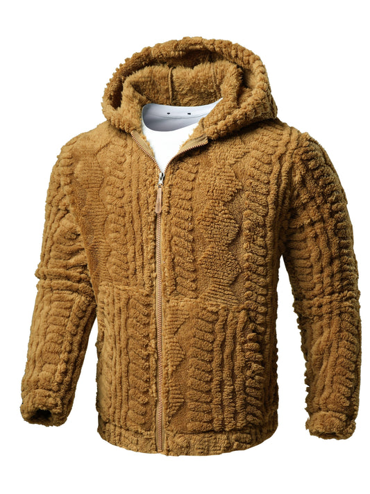 [Elson OBM] Solid Color Fashion Hooded Jacket, Long Sleeve Zip-Up Outerwear, Windproof and Warm, Comfortable for Autumn and Winter, Ideal as a Gift