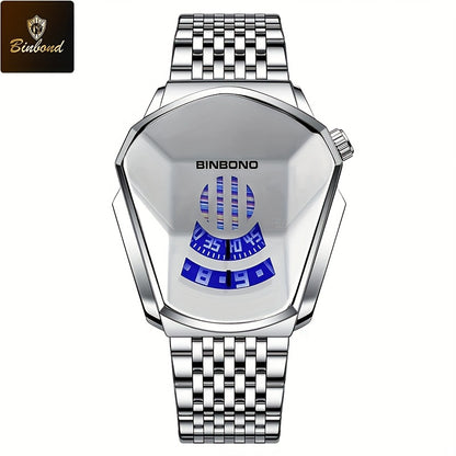 BINBOND Men's Quartz Business Watch Stainless Steel Strap