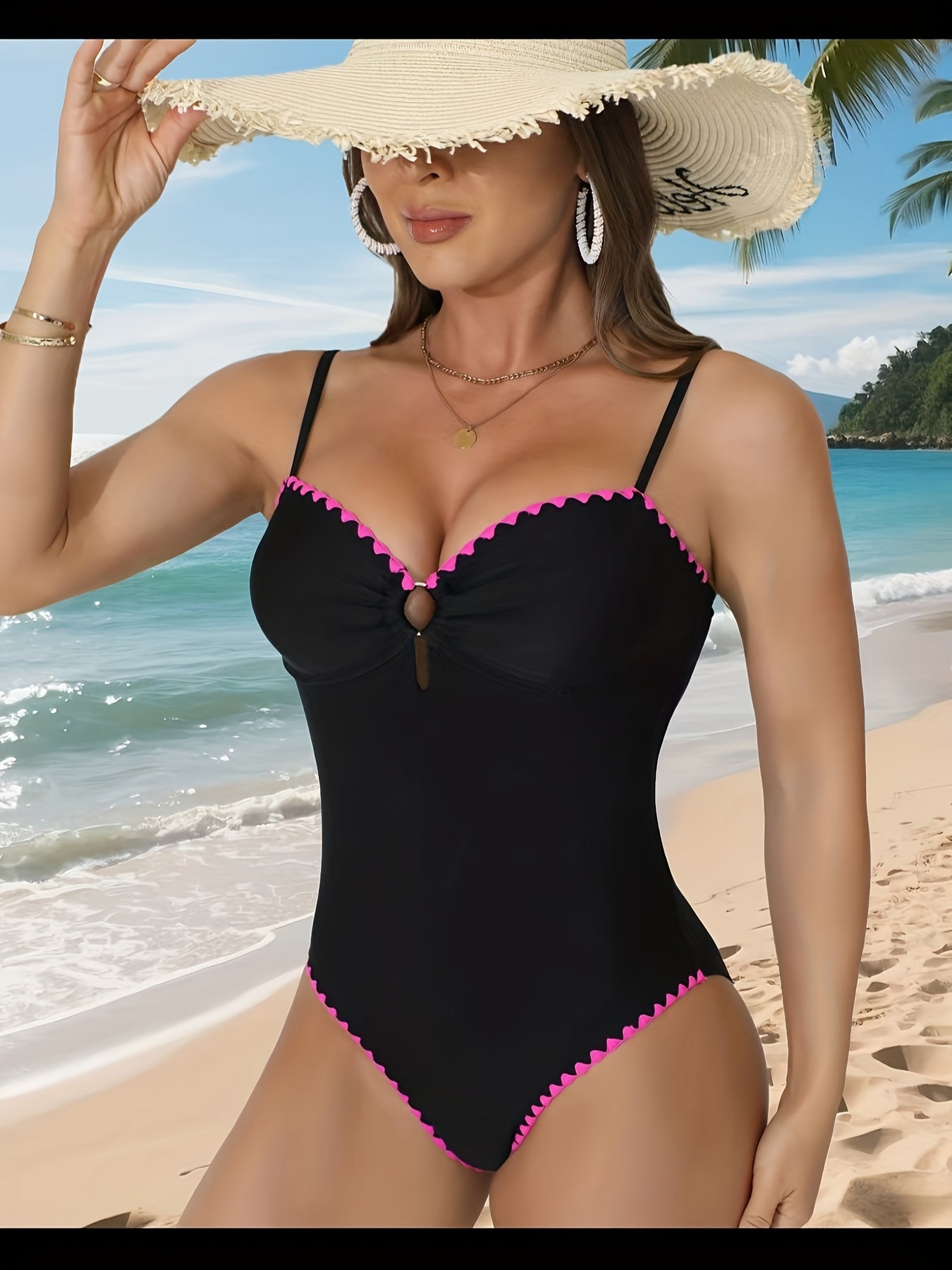 Women's Strapless One-Piece Swimsuit with Removable Padding