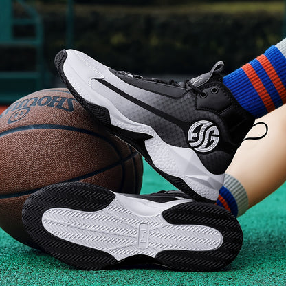 Unisex Fashion Sports Sneakers - Casual Street Athletic Running Shoes with Breathable Fabric Upper, Mid Top Lace-Up, Rubber EVA Sole, All-Season Comfort, Round Toe for Training  Basketball