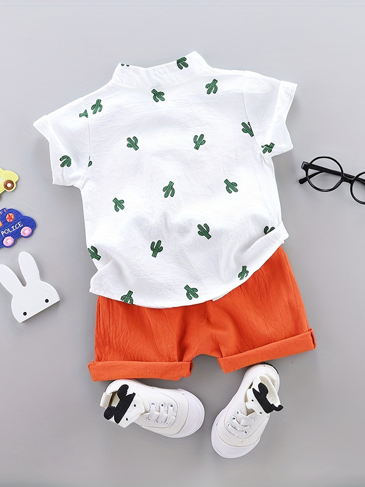 Kids' Cotton Dinosaur Print Shirt & Shorts Set for Summer - ayq