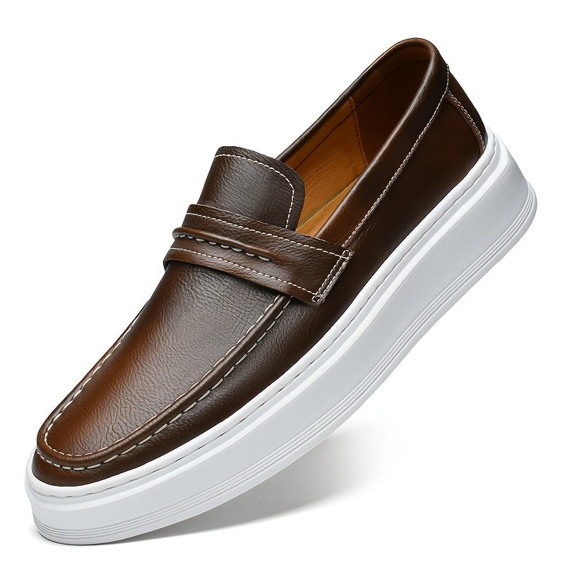 Men's All-Season Casual Loafers Slip-On Split Leather Shoes
