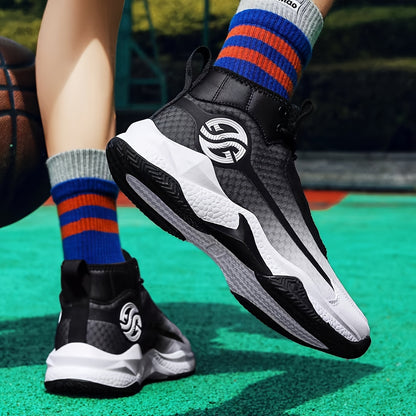 Unisex Fashion Sports Sneakers - Casual Street Athletic Running Shoes with Breathable Fabric Upper, Mid Top Lace-Up, Rubber EVA Sole, All-Season Comfort, Round Toe for Training  Basketball