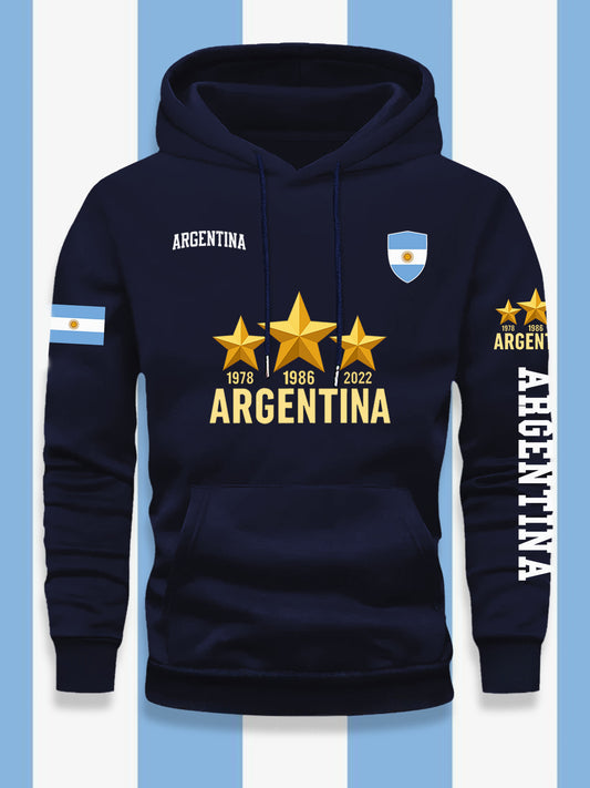 Men's Argentina Flag Hoodie - Casual Loose Fit Pullover