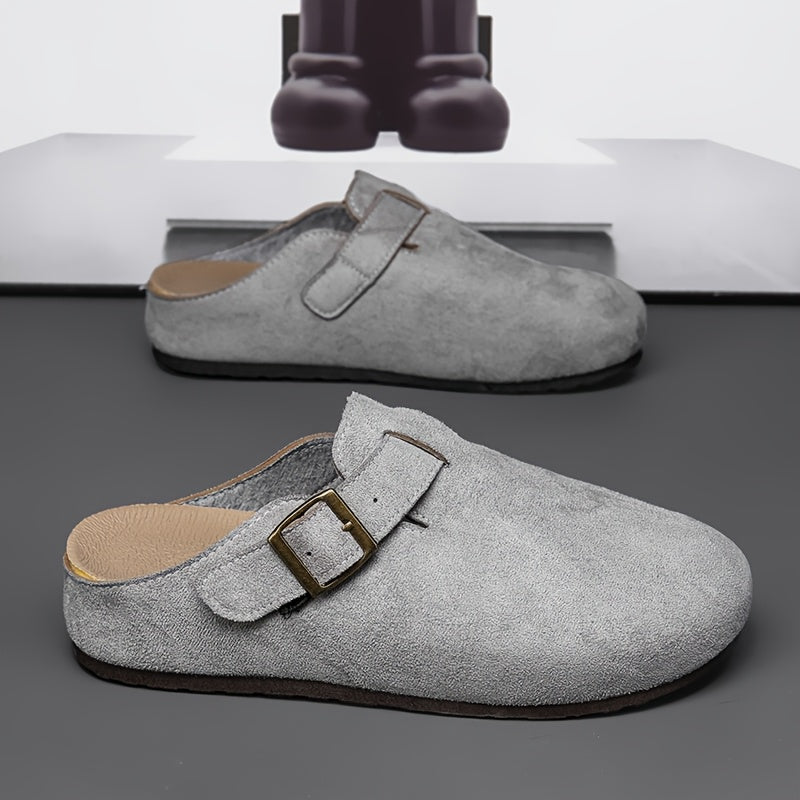 Men's Comfortable Backless Slip-On Slippers with Thick Sole