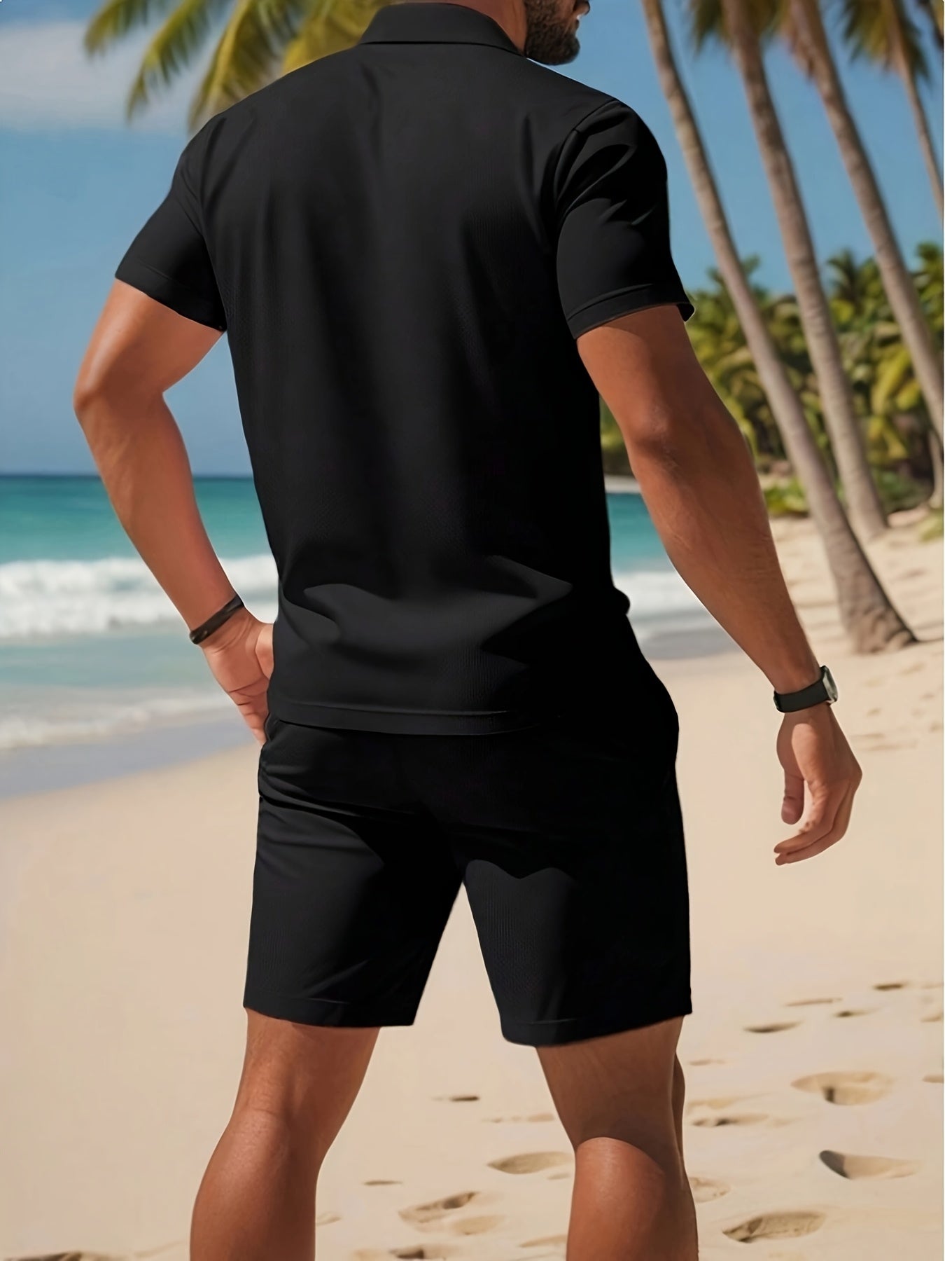 Men's Summer Casual Polo Collar Short Sleeve Set