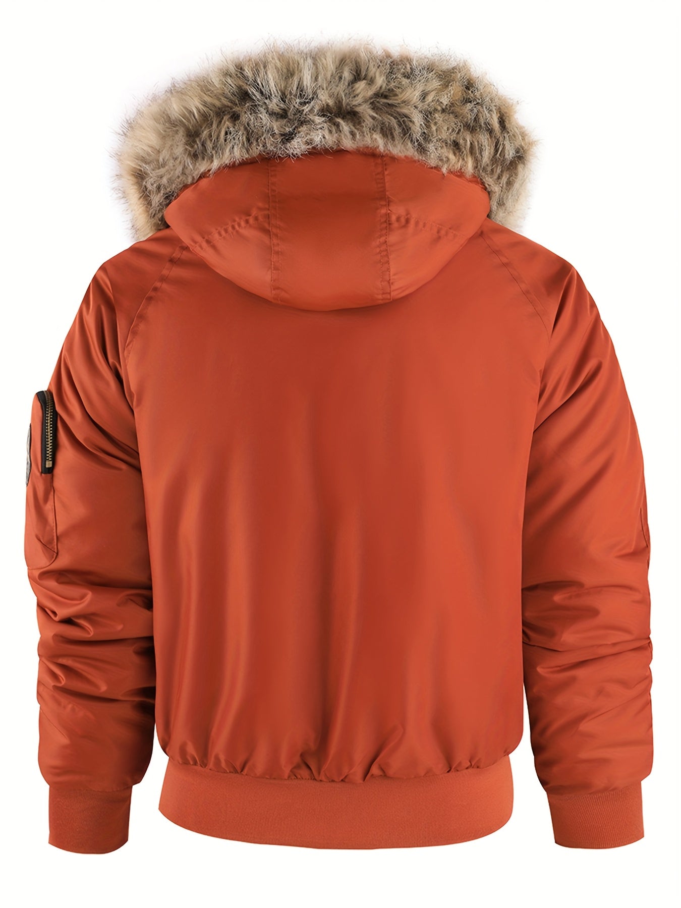 Men'S Winter Jacket with Full-Zip Closure, Hooded Insulated Coat - Bright Orange Cold Weather Outerwear, Zippered Pockets & Hood - Non-Stretch Fabric for Hiking, Commuting, Everyday - Fall/Winter Jacket for Adults, Outdoor Ac