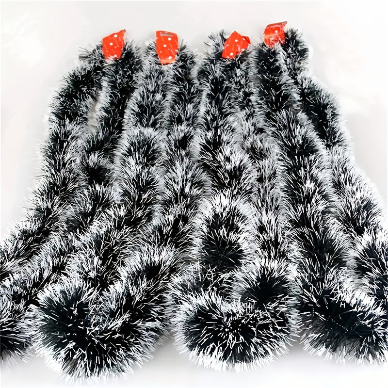 5pcs 200.0 cm Elegant Metallic Wire Garland - Plastic Christmas Party Decorations - Festive Green and White Stripes for Holiday Tree Trimming - Thanksgiving/New Year Decorations - No Electricity Required