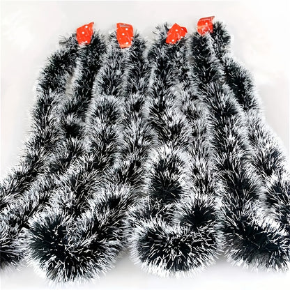 5pcs 200.0 cm Elegant Metallic Wire Garland - Plastic Christmas Party Decorations - Festive Green and White Stripes for Holiday Tree Trimming - Thanksgiving/New Year Decorations - No Electricity Required