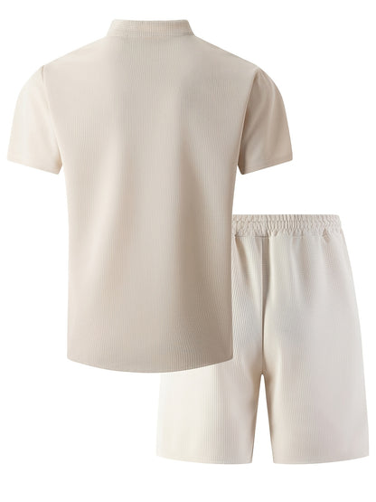 Men's Summer Waffle Knit 3-in-1 Set with Shorts and Pants