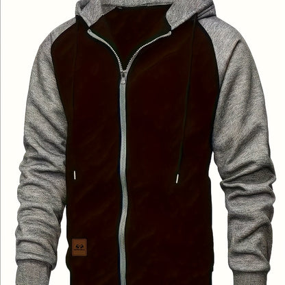 New Men's Colorful Loose Casual Sports Jacket, Zipper Hoodie for Outdoor Use, Simple Autumn Top
