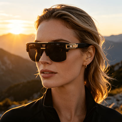 Unisex Oversized UV400 Retro Sunglasses with Golden Hinge