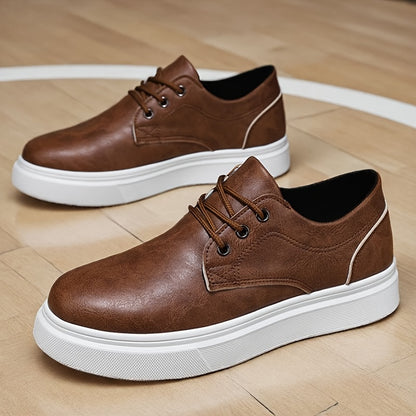 Plus-Size Men's Low-Top Skate Sneakers, Casual PU Shoes