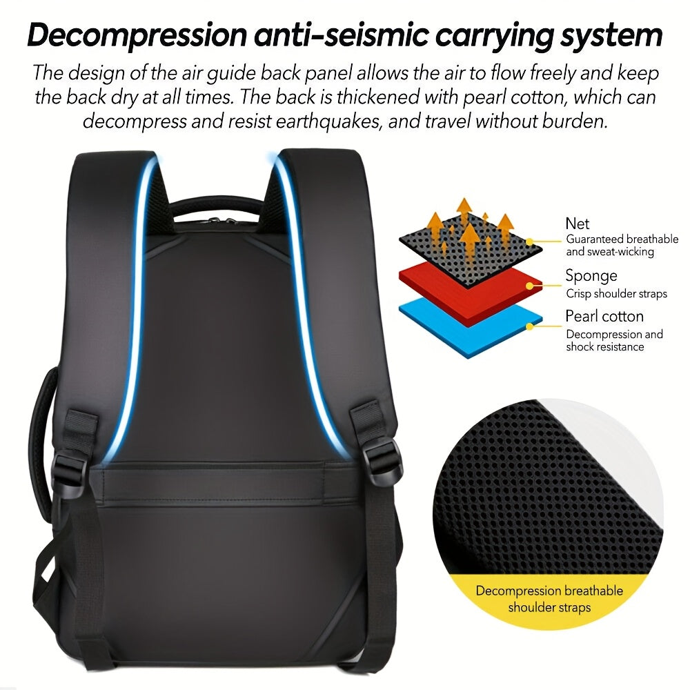 Business Laptop Backpack with USB Port & Padded Divider, Lightweight