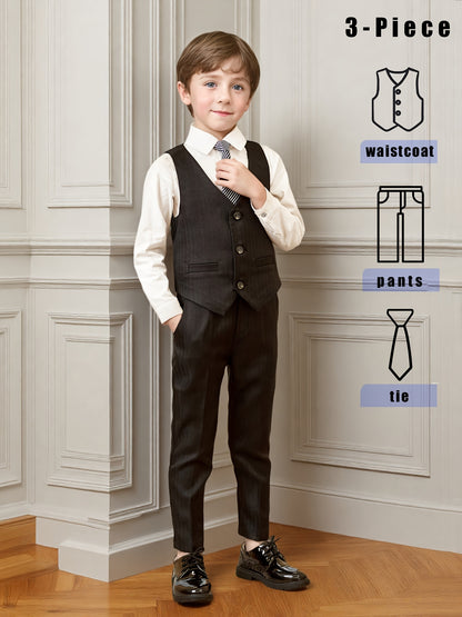 Boys' Gentleman Vest Set with Pants and Tie for Special Occasions