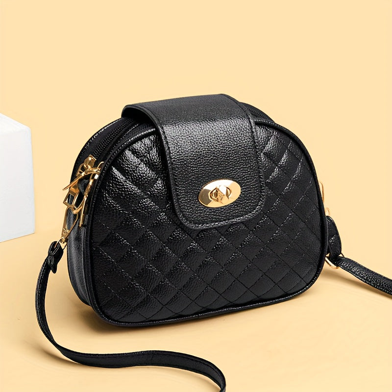 2024 Trendy Shoulder Bags, Popular Diamond-Patterned Spring And Summer Women'S Black Crossbody Mini Bags, Versatile Small Bags, Authentic Multi-Layer Women'S Bags, New Fashionable Middle-Aged Bags, Three-Layer Small Square Ba