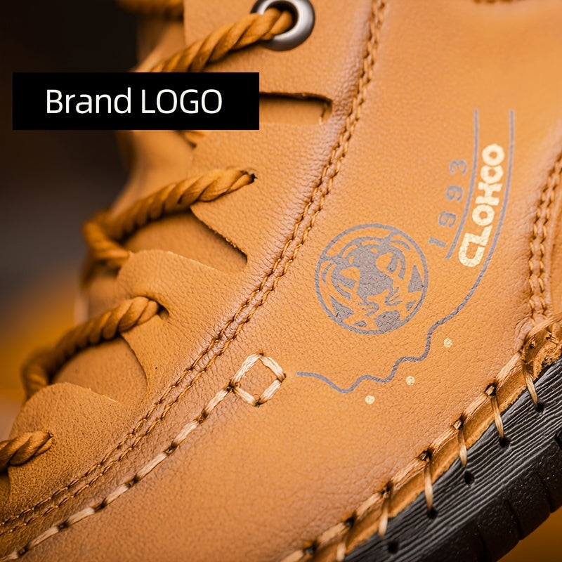 Men's Casual Hand-Stitched Rubber Sole Lace-Up Shoes