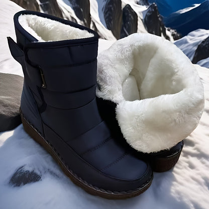 New Winter Plus-Size Women'S Boots with Thickened Fleece, High-Tube Round-Toe Flat Snow Boots, Stylish And Warm for Women.