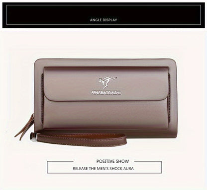 Men‘S Faux Leather Business Clutch with Multiple Compartments, Portable Handheld Bag for Daily And Business Use - And Easy Maintenance