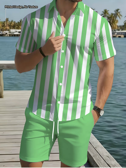 Men's Casual Summer Shirt & Shorts Set with Unique Print