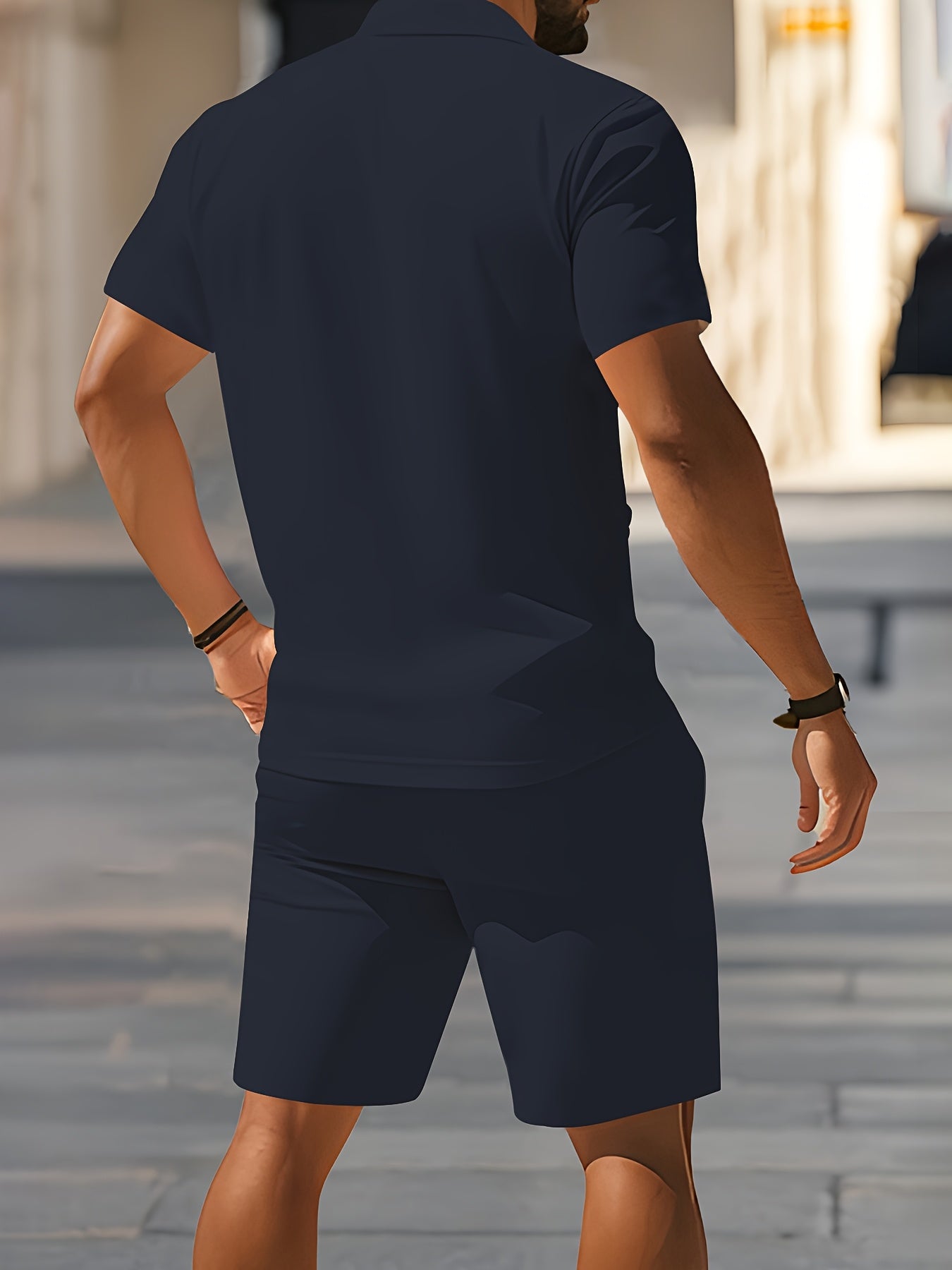 Men's Summer Casual Shirt and Shorts Set with Printed Design