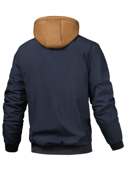 Men's Preppy Hooded Jacket Casual Spring Autumn Outerwear