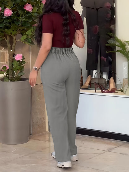 Women's Casual Slim-Fit Solid Color Long Pants