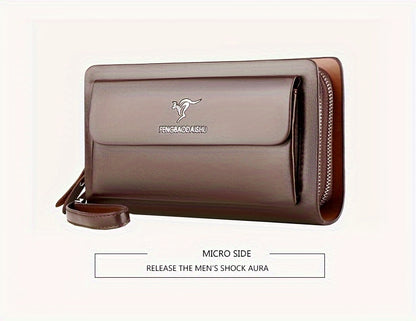 Men‘S Faux Leather Business Clutch with Multiple Compartments, Portable Handheld Bag for Daily And Business Use - And Easy Maintenance