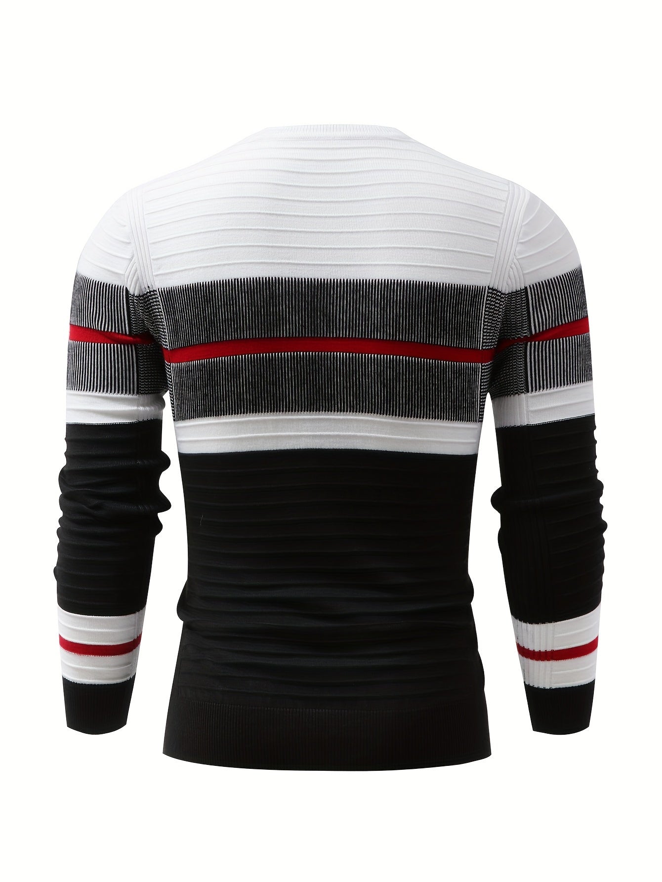 New Fashion Men'S Long-Sleeve Pullover with Contrasting Striped Knit from Tie Mu Zhen OBM.