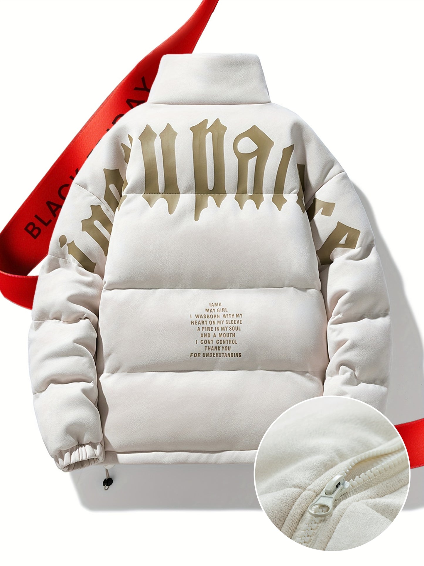 779 Men's Fashion Casual Trendy Thickened Winter Personality Letter Warm Jacket