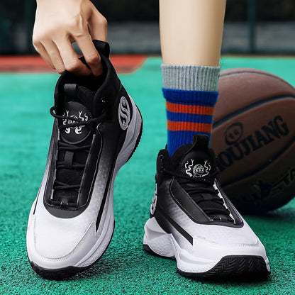 Unisex Fashion Sports Sneakers - Casual Street Athletic Running Shoes with Breathable Fabric Upper, Mid Top Lace-Up, Rubber EVA Sole, All-Season Comfort, Round Toe for Training  Basketball